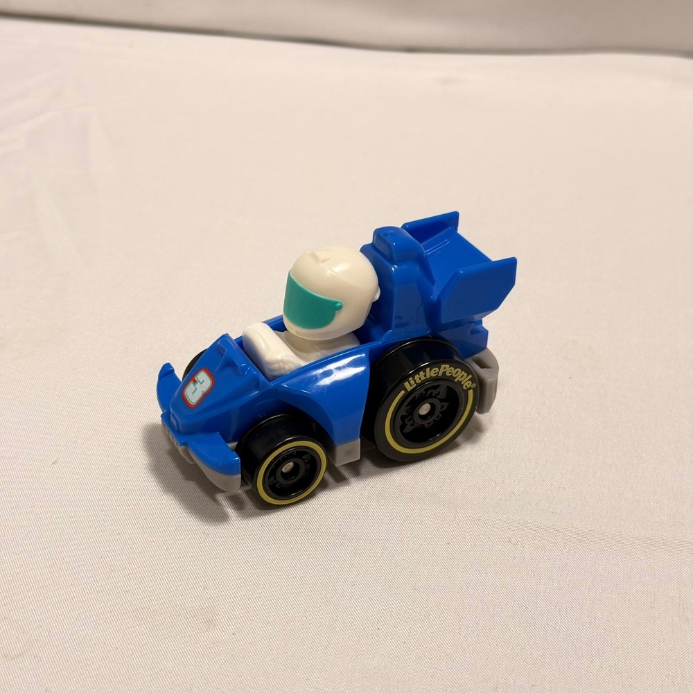 Fisher-Price Little People Wheelies‎ Blue Race Car #3 Driver Mattel GMJ21 2019